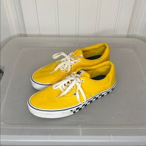Vans Men's Yellow Sneakers with Checkered Sole